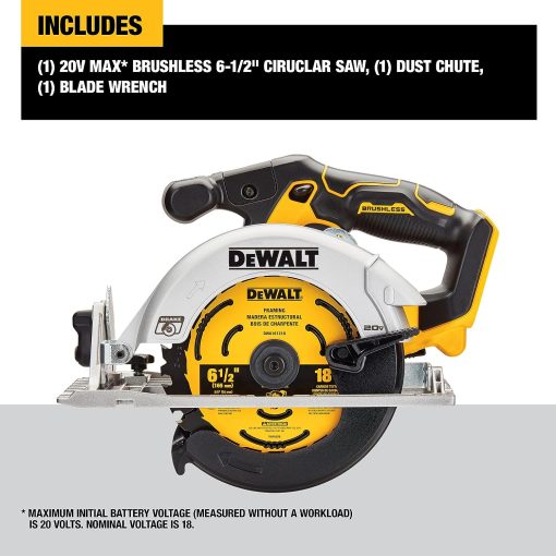 DEWALT 20V MAX* Circular Saw, 6-1/2-Inch, Cordless, Tool Only (DCS565B)