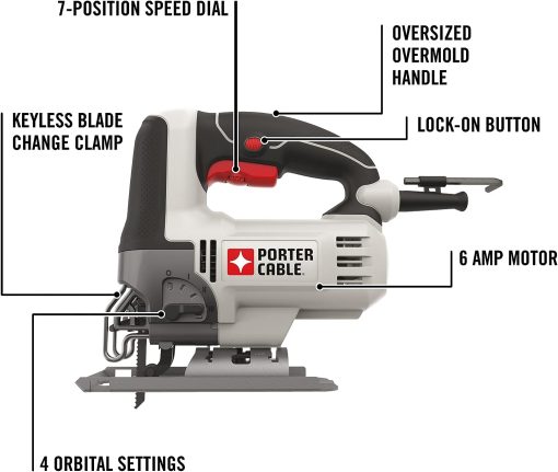 PORTER-CABLE Orbital Jig Saw, 6.0-Amp, Corded (PCE345)