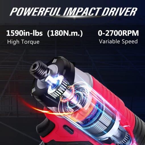 AVID POWER Impact Driver Kit, 180N.m. 20V Cordless 1/4-Inch Hex Impact Drill/Driver Set, Variable Speed, with 14Pcs Sockets, 10Pcs Driver Bits and Tool Bag