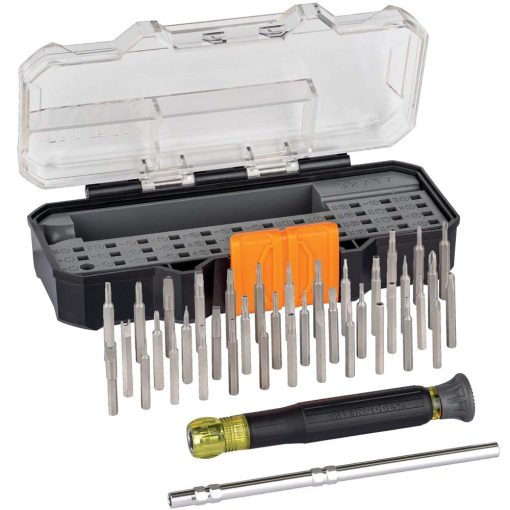 Klein Tools 32717 Precision Screwdriver Set with Case, All-in-One Multi-Function Repair Tool Kit Includes 39 Bits for Apple Products & 32900 Impact Driver, 7-in-1 Impact Flip Socket Set with Handle