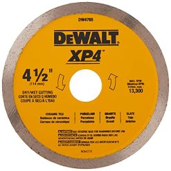 DEWALT Diamond Blade for Porcelain Tile, Wet/Dry, 4-1/2-Inch (DW4765) , Yellow